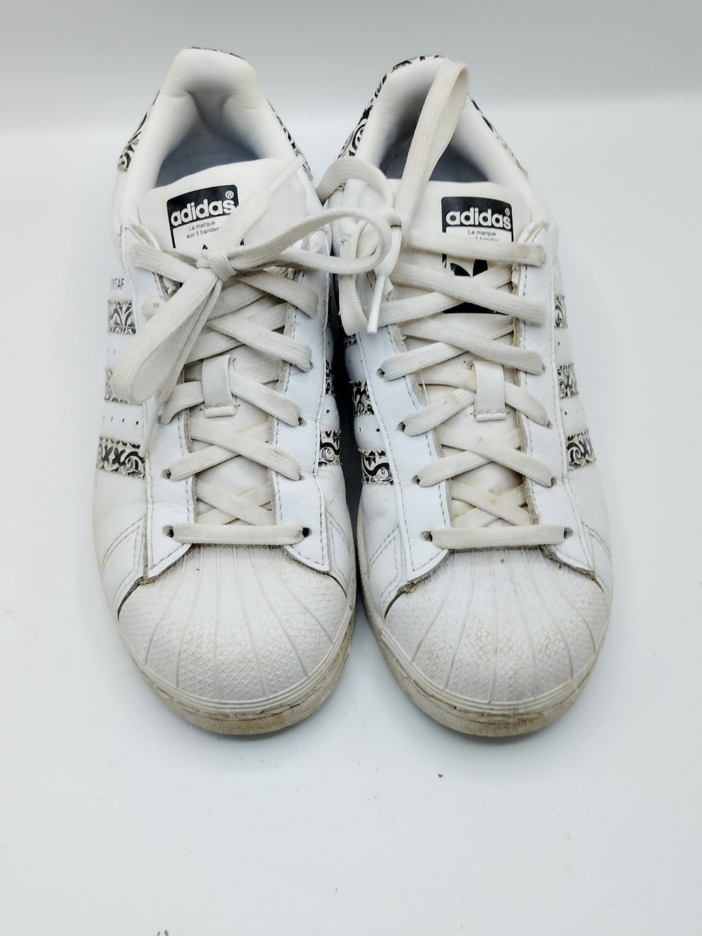 adidas Superstar White Leather Sneakers with Black Pattern